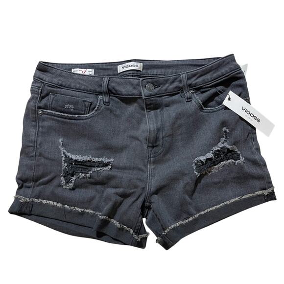 Vigoss Marley Cuff Shorts Distressed Size 31 Mid-Rise Black Short - Picture 1 of 9